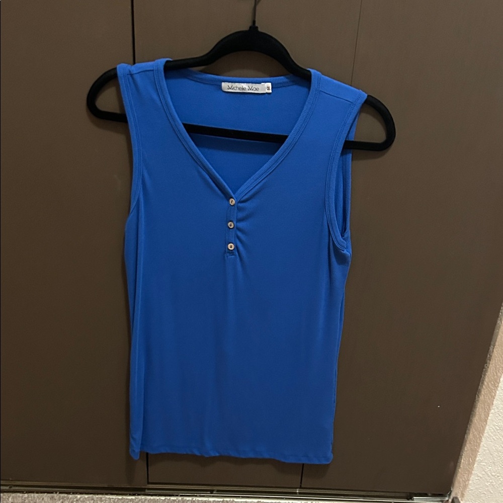 Michelle Mae Vibrant Blue Sleeveless Blouse